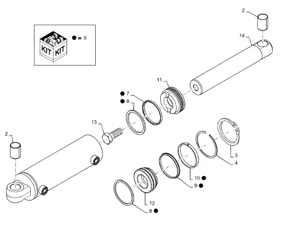87708875 - Набор упл. цилиндра 105мм гидр. навески TGT8./Mg.